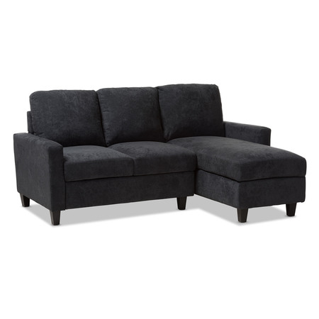 BAXTON STUDIO Greyson Modern Dark Grey Upholstered Reversible Sectional Sofa 144-8758